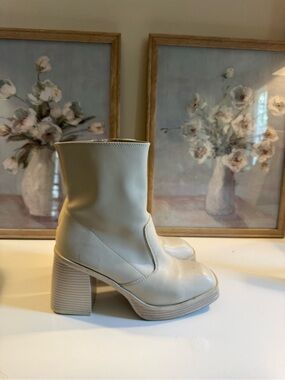 MIA Cream Platform Ankle Boots